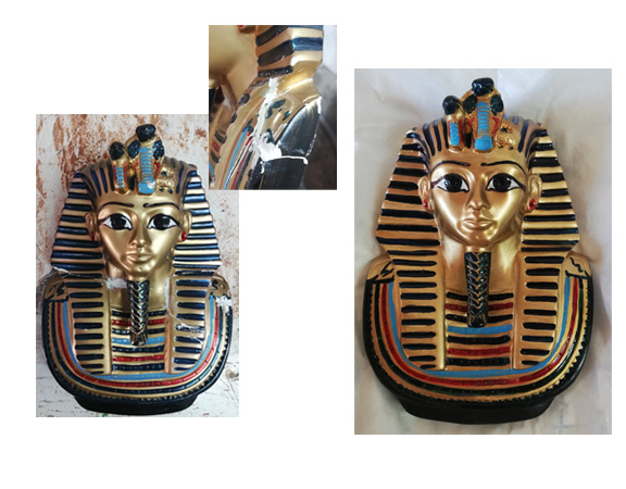 Busto egipcio de escayola policromada