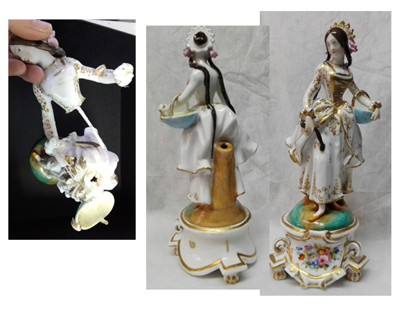 Figura femenina de porcelana francesa, Jacob Petit, s. XIX