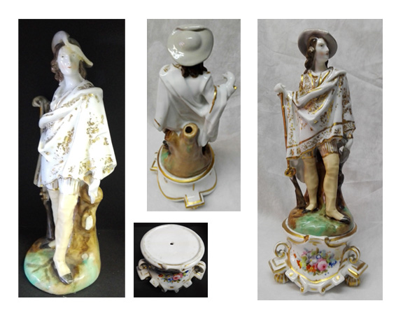 Figura masculina de porcelana francesa, Jacob Petit, s. XIX