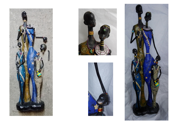 Grupo de figuras africanas de resina