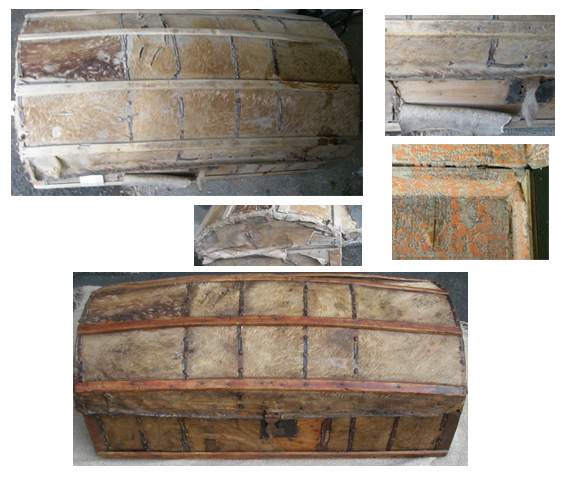 Baúl de madera forrado con piel de cabra
